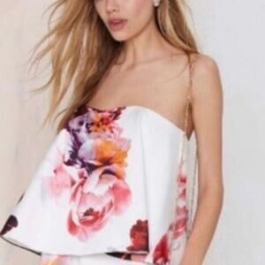 Keepsake the Label Multicolor Floral Off The Shoulder Strapless Swing Top Size S